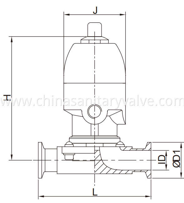 Aseptic diaphragm valve SS pneumatic clamp.